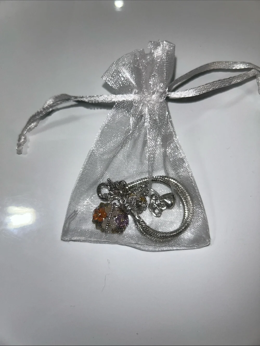 NWOT Gems En Vogue Palladium 18k Multi Genuine Gemstone Euro Style Floral Charm